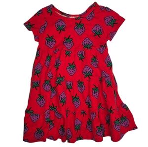 Hanna Andersson Red Dress with Purple Strawberry Print- Size 3